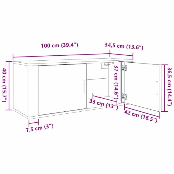 Wand-TV-Schrank Set 3 pcs Altholz 100 x 34,5 x 40 cm