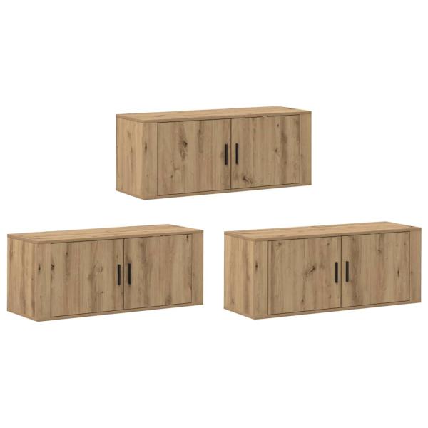 Wand-TV-Schrank Set 3 pcs Artisan-Eiche 100 x 34,5 x 40 cm