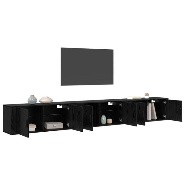 Wand-TV-Schrank Set Wandmontiert 3 pcs Schwarz Eichen-Optik