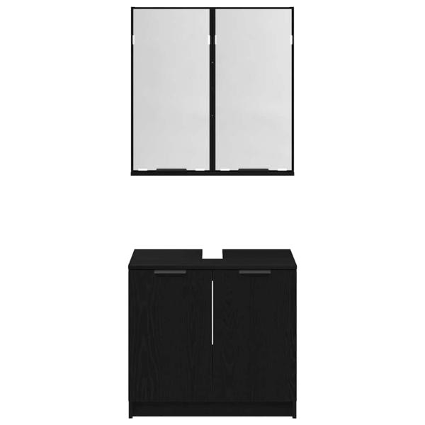 ARDEBO.de - Badezimmerschrankset 2 pcs Schwarz Eichen-Optik Holzwerkstoff