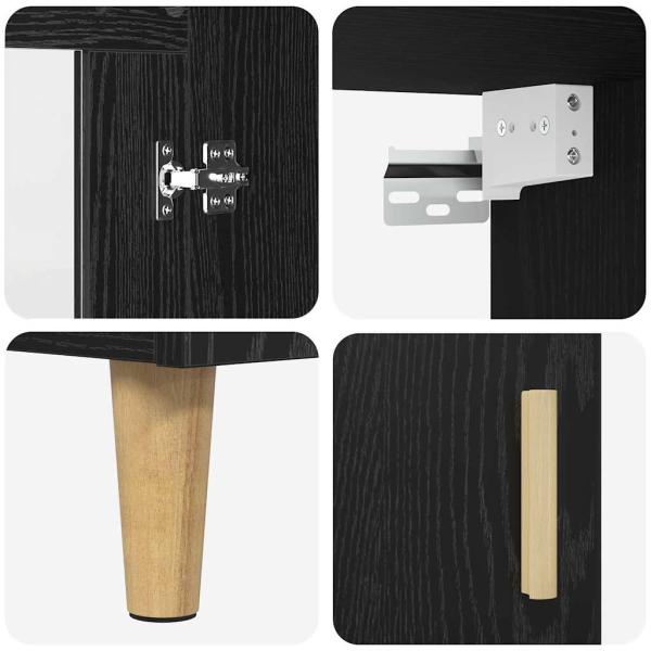 Hochboard Wandmontiert 2 pcs Schwarz Eichen-Optik Holzwerkstoff