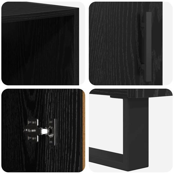 Hochboard Wandmontiert 2 pcs Schwarz Eichen-Optik Holzwerkstoff