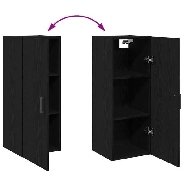 Hochboard Wandmontiert 2 pcs Schwarz Eichen-Optik Holzwerkstoff