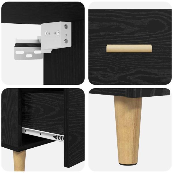 Hochboard 2 pcs Schwarz Eichen-Optik 69,5 x 34 x 180 cm