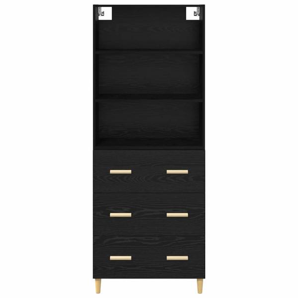 Hochboard 2 pcs Schwarz Eichen-Optik 69,5 x 34 x 180 cm