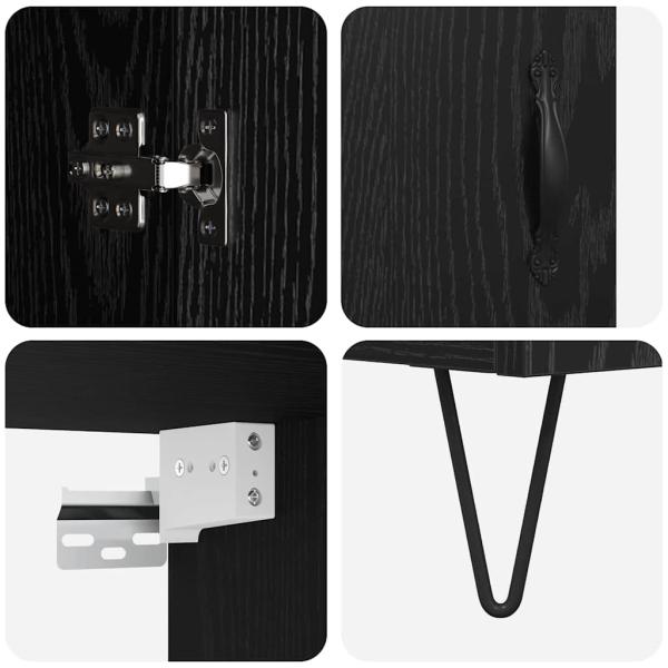 Hochboard Wandmontiert 2 pcs Schwarz Eichen-Optik Holzwerkstoff