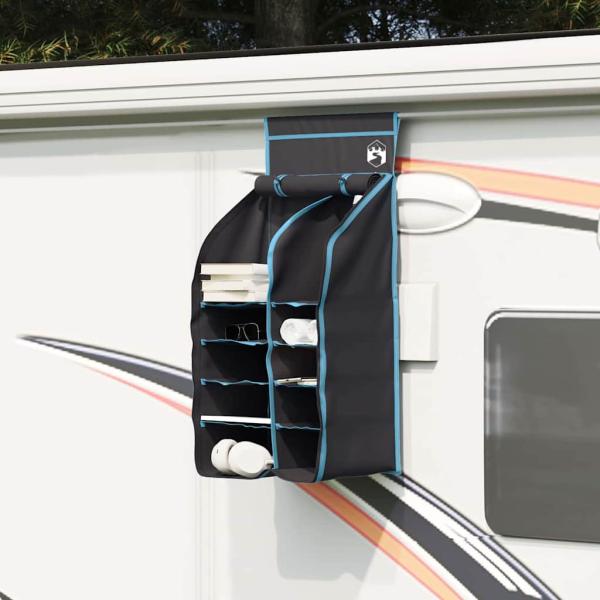 ARDEBO.de - Hängender Zeltorganizer mit 10 Taschen mit Speicher Schwarz