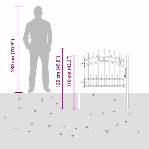 Zauntor mit Speer-Top mit Schloss Grau 103 x 75 cm Stahl