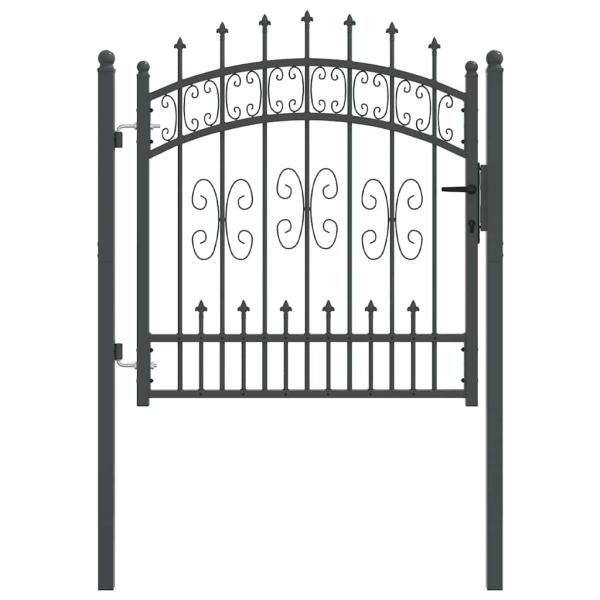 Zauntor mit Speer-Top mit Schloss Grau 103 x 100 cm Stahl