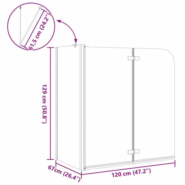 Duschabtrennung Gold 120 x 68 x 130 cm ESG-Glas und Aluminium