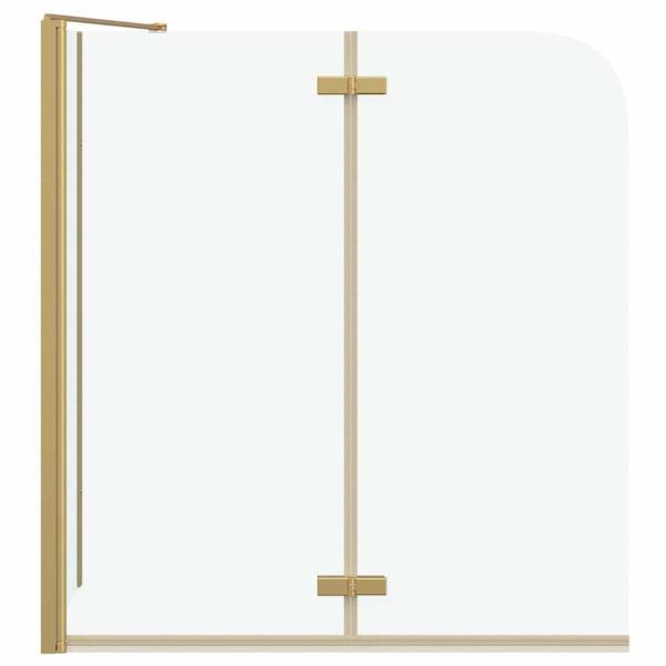 Duschabtrennung Gold 120 x 68 x 130 cm ESG-Glas und Aluminium
