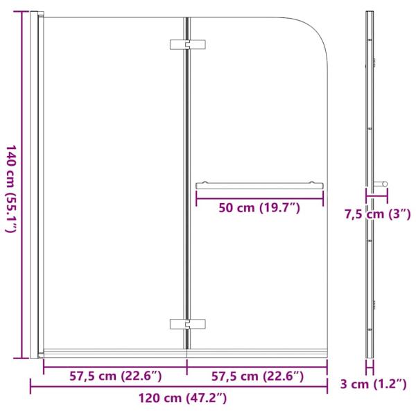 Duschabtrennung Gold 120 x 140 cm ESG-Glas und Aluminium