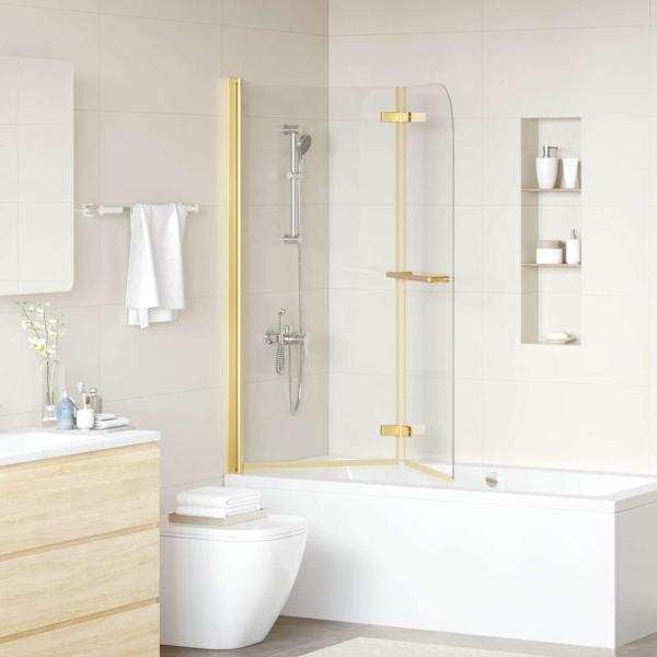 Duschabtrennung Gold 120 x 140 cm ESG-Glas und Aluminium