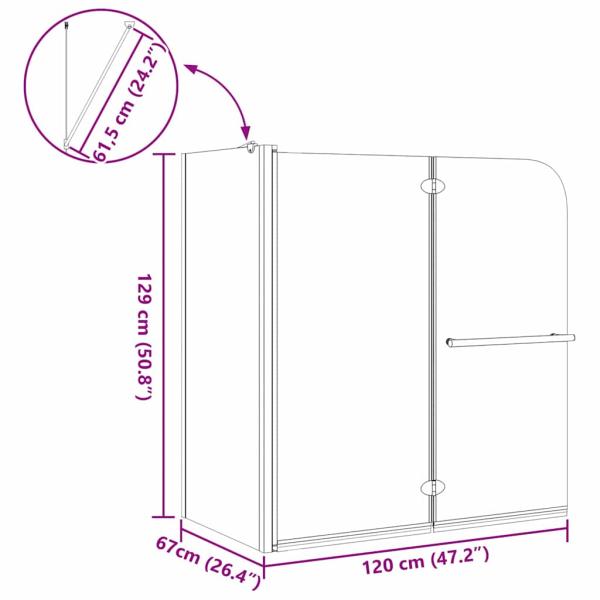 Bi-Falt Duschumhausung Dunkel transparent 120 x 67 x 129 cm