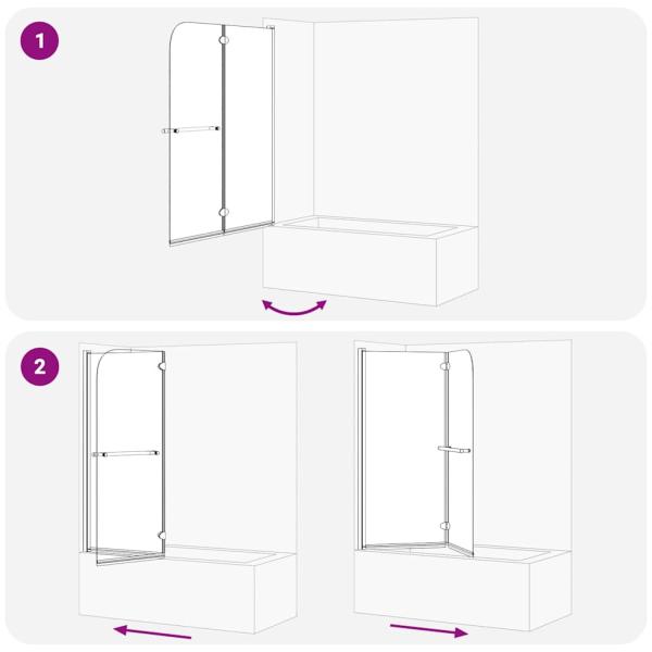 Duschabtrennung Schwarz 95 x 140 cm ESG-Glas und Aluminium