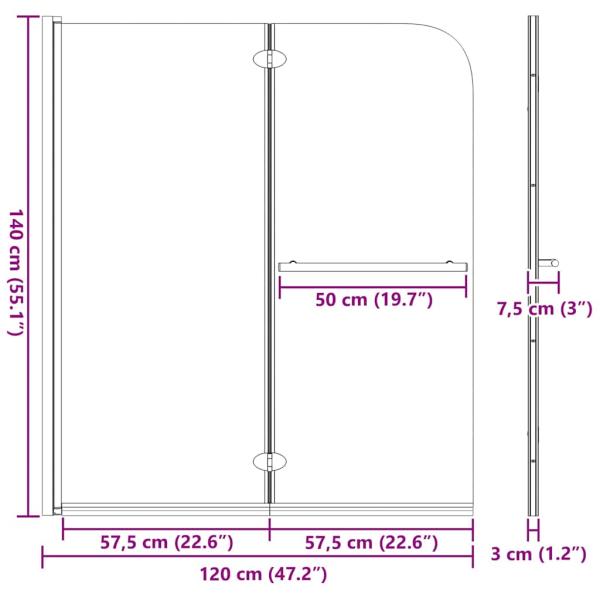Duschabtrennung Schwarz 95 x 140 cm ESG-Glas und Aluminium