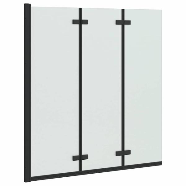 Duschabtrennung Schwarz 130 x 138 cm ESG-Glas und Aluminium