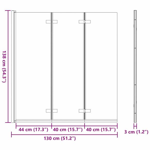 Duschabtrennung Schwarz 130 x 138 cm ESG-Glas und Aluminium