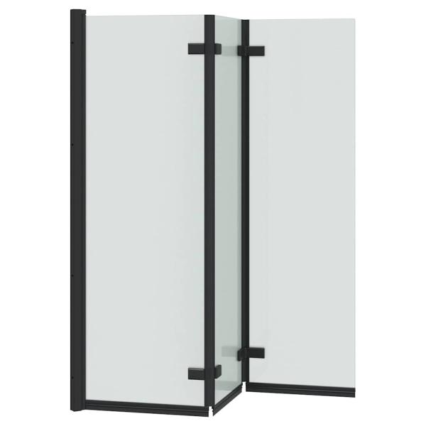 Duschabtrennung Schwarz 130 x 138 cm ESG-Glas und Aluminium