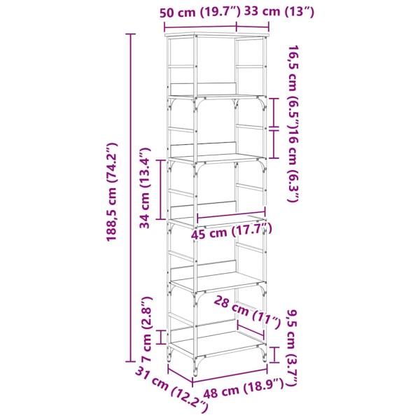 Regal Altholz 50 x 33 x 188,5 cm Holzwerkstoff