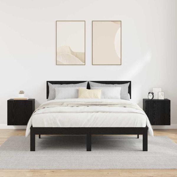 TV-Wandregale 2 pcs Schwarz Eichen-Optik 40,5x30x40cm