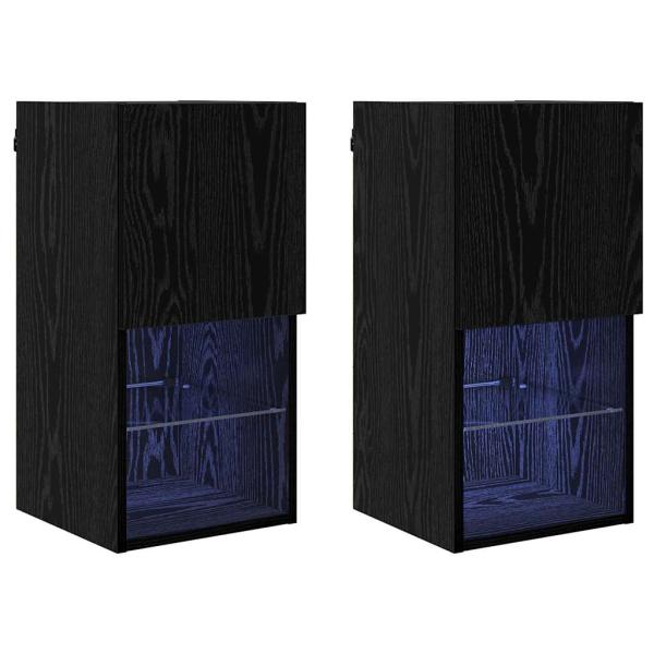 Wandmontierte TV-Schränke 2 pcs Schwarz Eichen-Optik