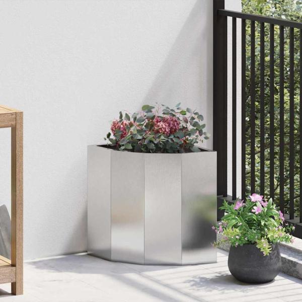 ARDEBO.de - Eckpflanzer Silber 30 x 30 x 35 cm Edelstahl