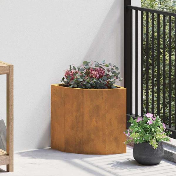 ARDEBO.de - Eckpflanzer Rostig 30 x 30 x 35 cm Wetterfeststahl