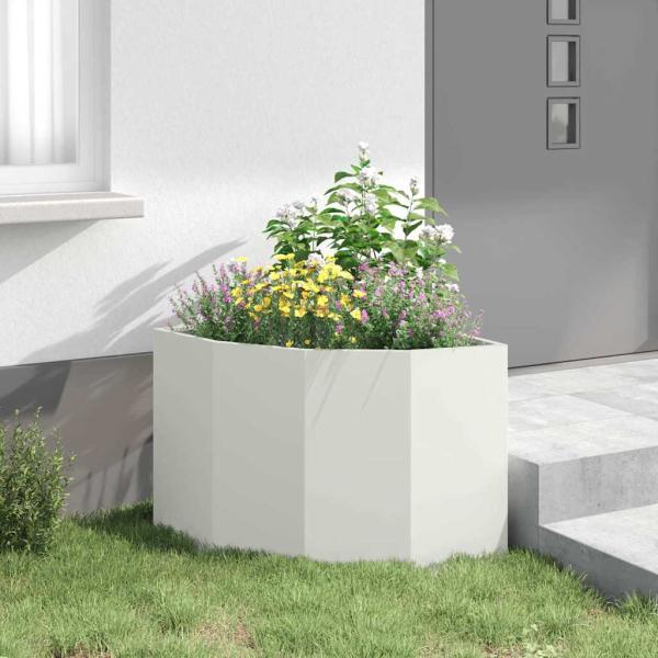 Eckpflanzer Weiß 60 x 60 x 50 cm Stahl