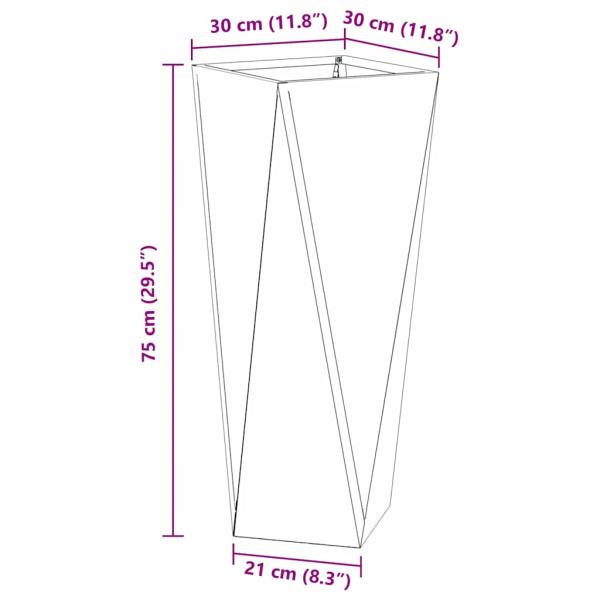 Pflanzkübel 2 pcs Anthrazit 30 x 30 x 75 cm Stahl