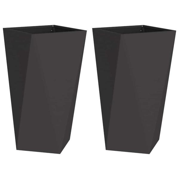 Pflanzkübel 2 pcs Schwarz 40 x 40 x 75 cm Stahl