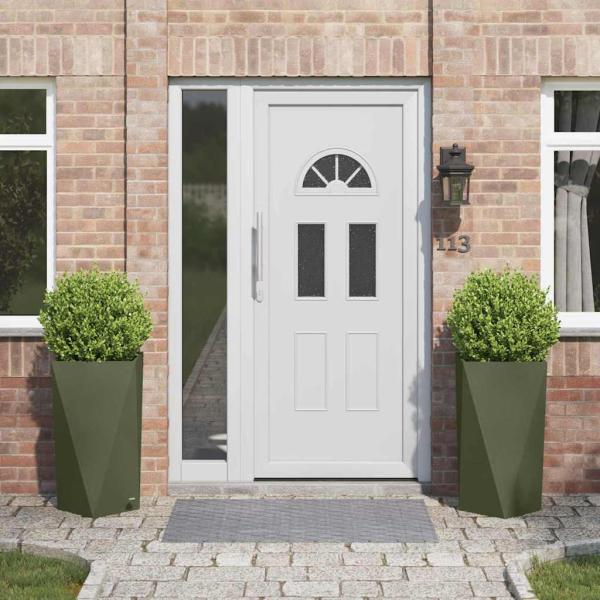 ARDEBO.de - Pflanzkübel 2 pcs Olive Grün 40 x 40 x 75 cm Stahl