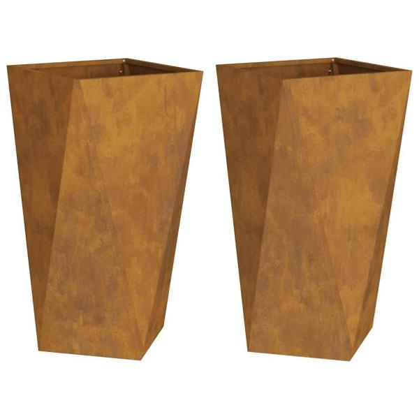Pflanzkübel 2 pcs Rostig 40 x 40 x 75 cm Wetterfeststahl