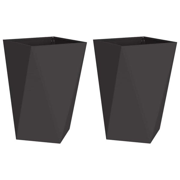 Pflanzkübel 2 pcs Schwarz 50 x 50 x 75 cm Stahl