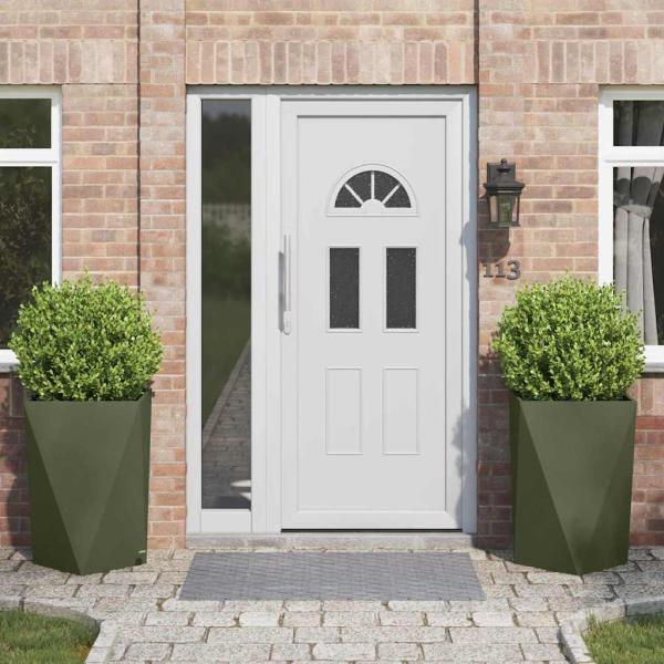 ARDEBO.de - Pflanzkübel 2 pcs Olive Grün 50 x 50 x 75 cm Stahl