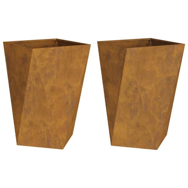 Pflanzkübel 2 pcs Rostig 50 x 50 x 75 cm Wetterfeststahl