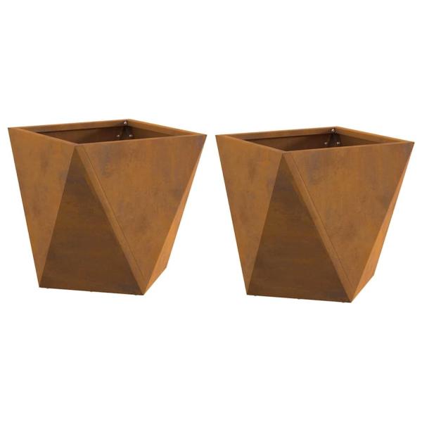 Pflanzkübel 2 pcs Rostig 30 x 30 x 30 cm Wetterfeststahl