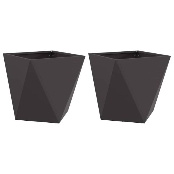 Pflanzkübel 2 pcs Schwarz 50 x 50 x 50 cm Stahl