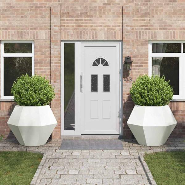 ARDEBO.de - Pflanzkübel 2 pcs Weiß 100 x 100 x 80 cm Stahl