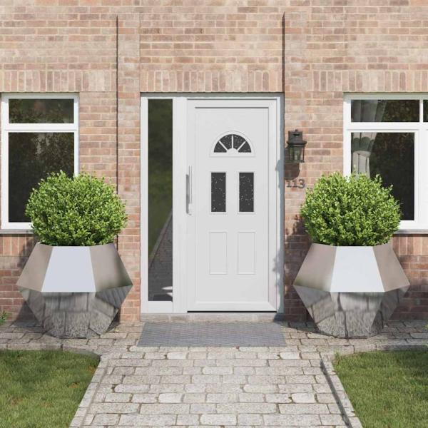 ARDEBO.de - Pflanzkübel 2 pcs Silber 100 x 100 x 80 cm Verzinkter Stahl