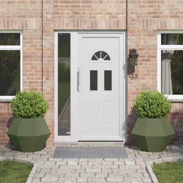 ARDEBO.de - Pflanzkübel 2 pcs Olive Grün 75 x 75 x 60 cm Stahl