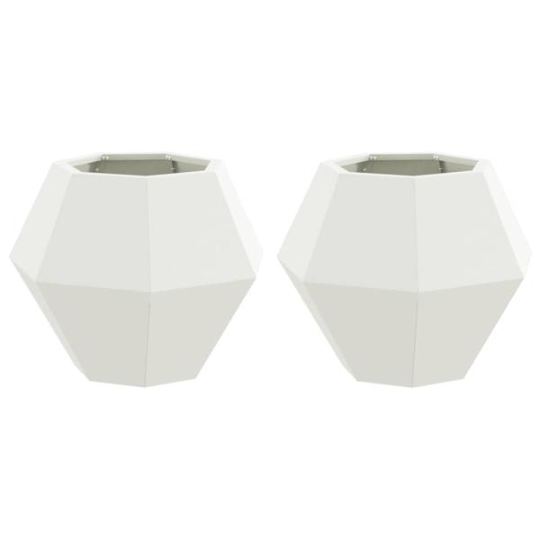Pflanzkübel 2 pcs Weiß 50 x 50 x 40 cm Stahl