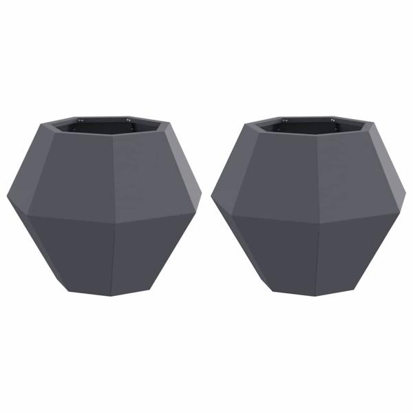 Pflanzkübel 2 pcs Anthrazit 50 x 50 x 40 cm Stahl