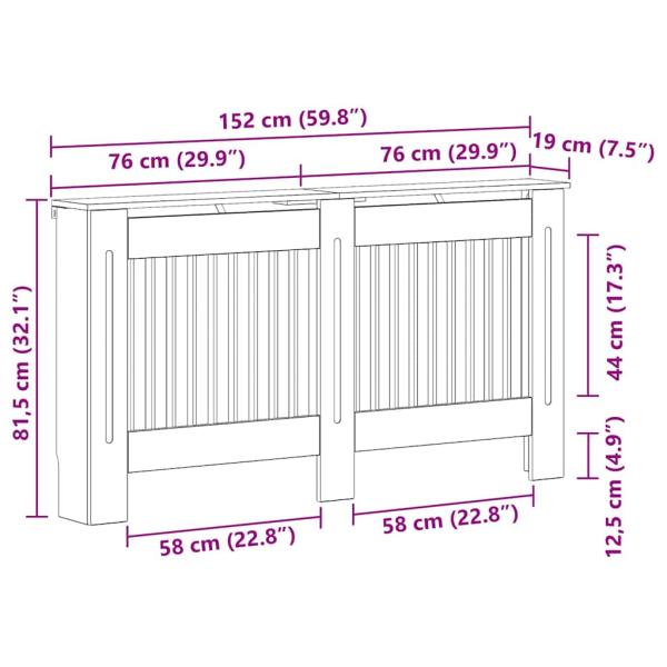 Heizkörperabdeckung Altholz 152 x 19 x 81,5 cm Holzwerkstoff