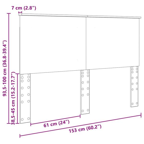 Kopfteil mit Kopfteil Graues Sonoma 150 cm Holzwerkstoff