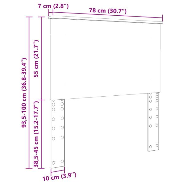 Kopfteil mit Kopfteil Graues Sonoma 75 cm Holzwerkstoff