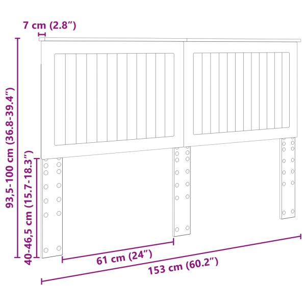 ARDEBO.de - Kopfteil mit Kopfteil Schwarz Eichen-Optik 150 cm Holzwerkstoff