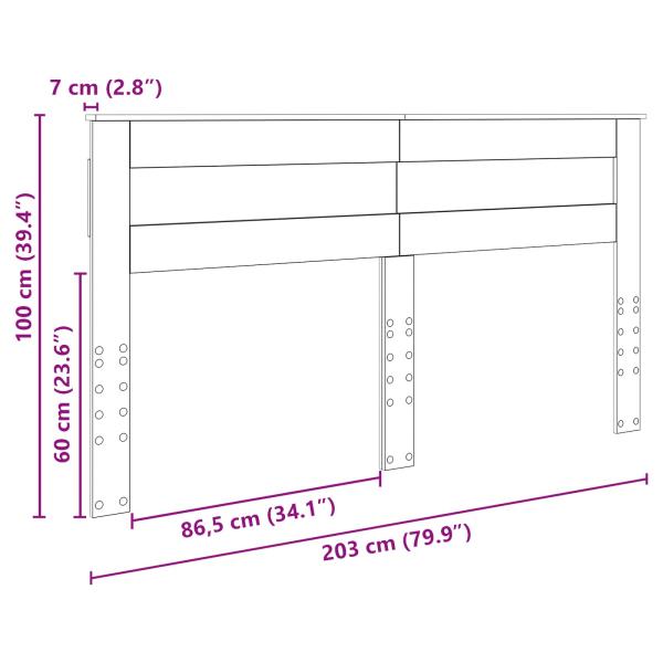 Kopfteil mit Kopfteil Graues Sonoma 200 cm Holzwerkstoff