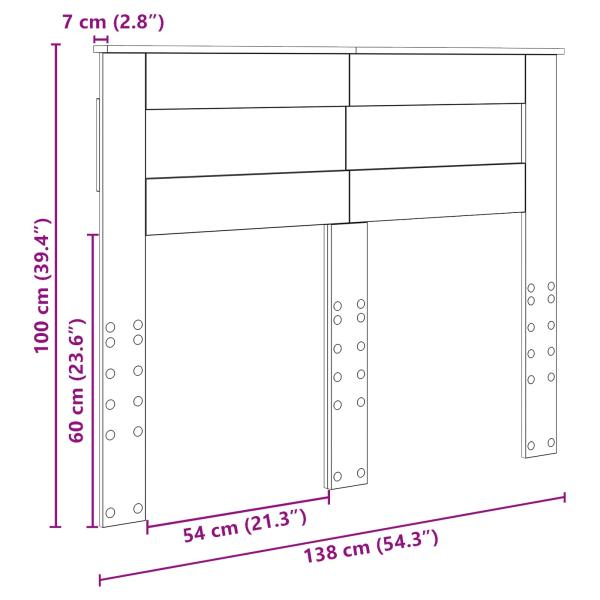 Kopfteil mit Kopfteil Graues Sonoma 135 cm Holzwerkstoff
