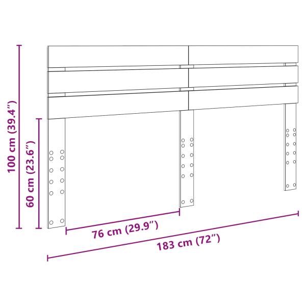 Kopfteil mit Kopfteil Geräucherte Eiche 180 cm Holzwerkstoff